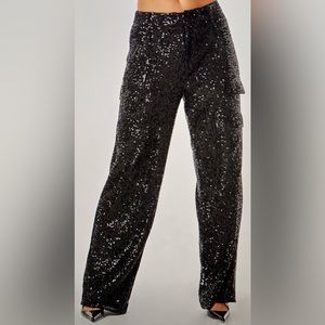 Noli  Sequin Cargo Pants Black